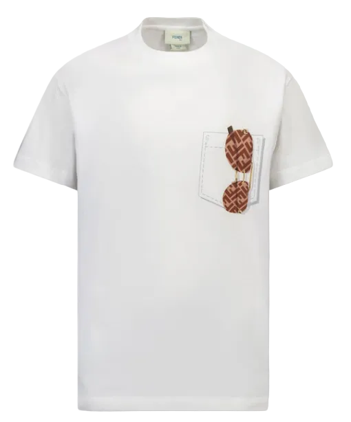 Fendi Kinder T-shirt met kleurrijke print in wit