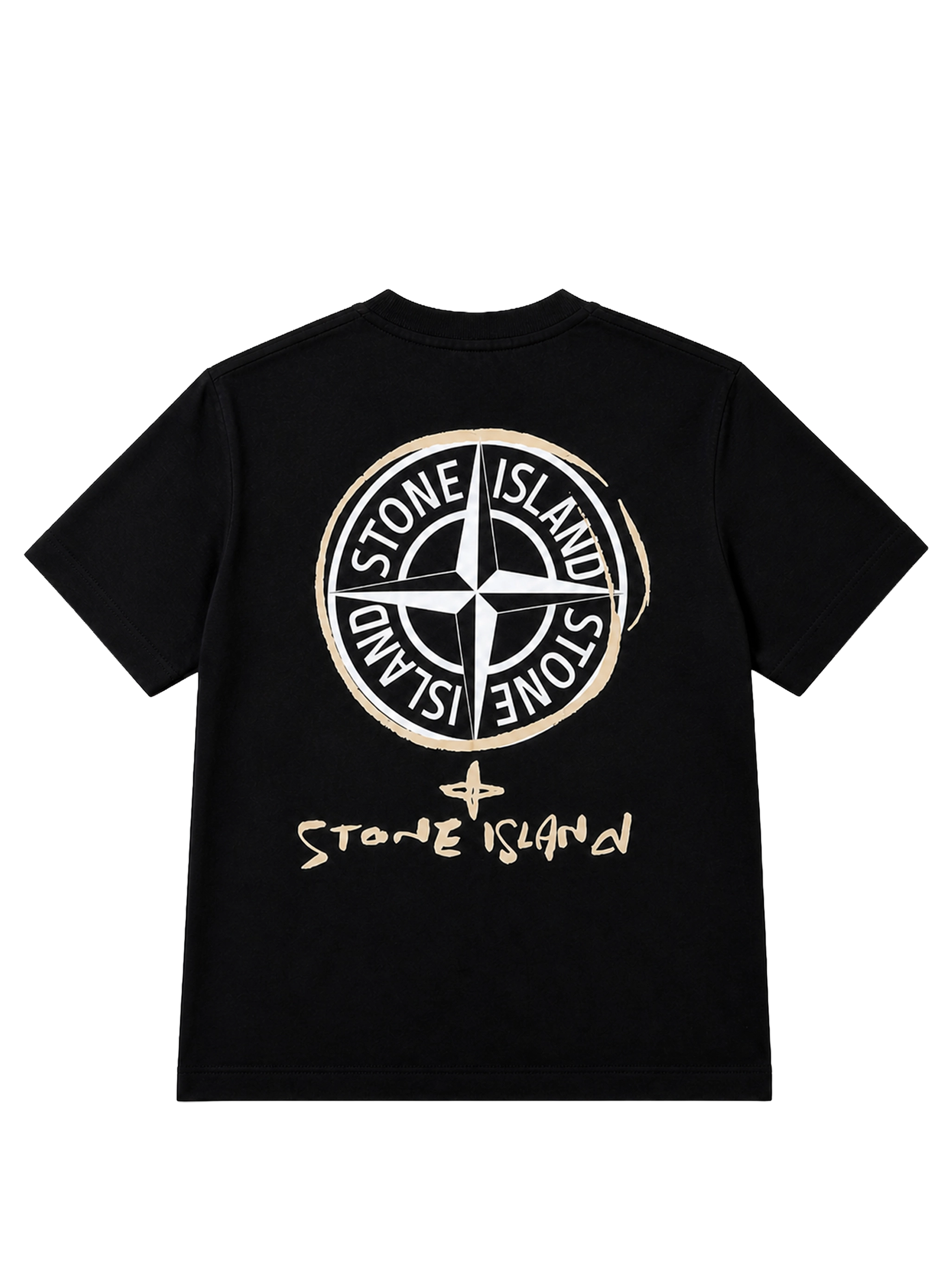 Stone Island Junior Logo Cotton Jersey T-Shirt in Zwart