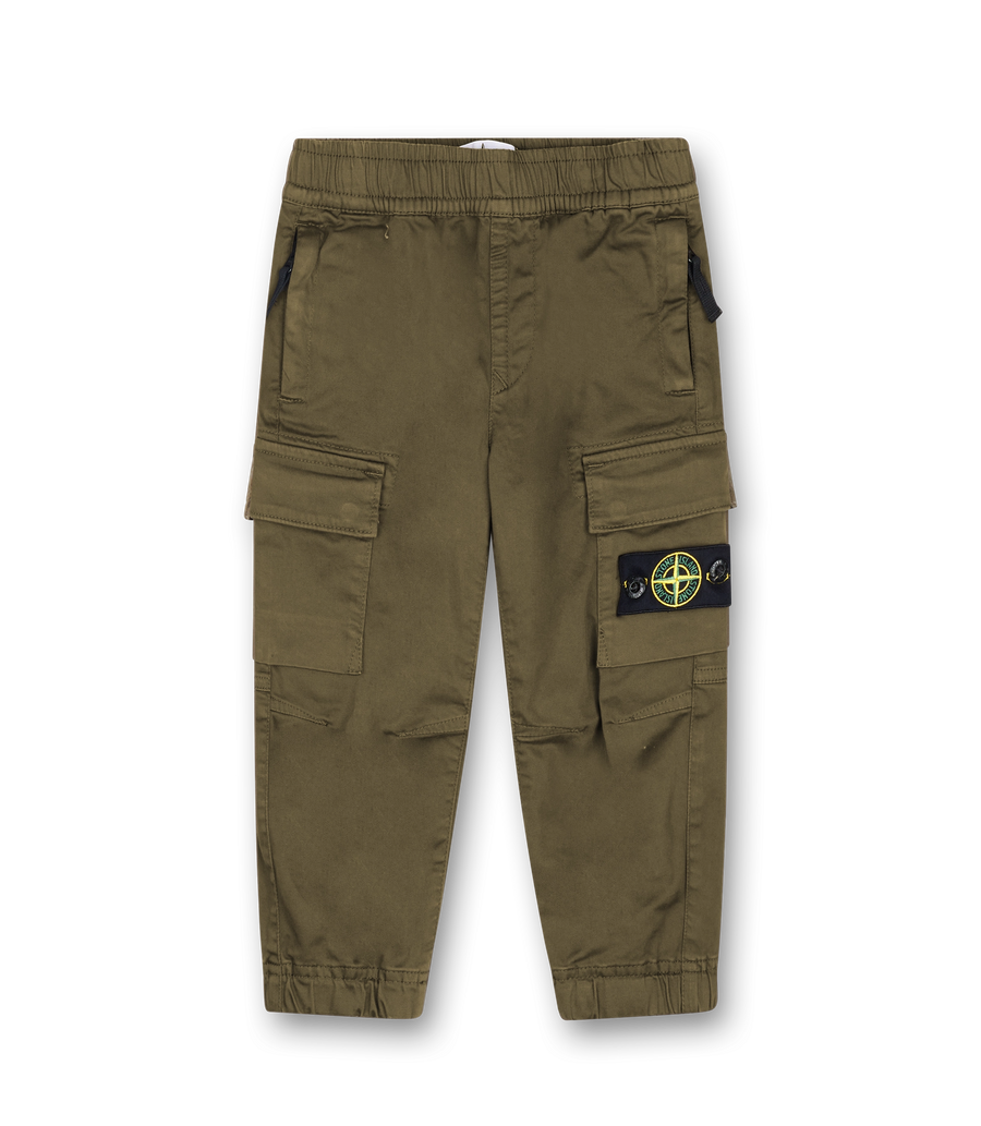 Stone Island Junior Cotton Cargo Trousers in Military Green (Kids)