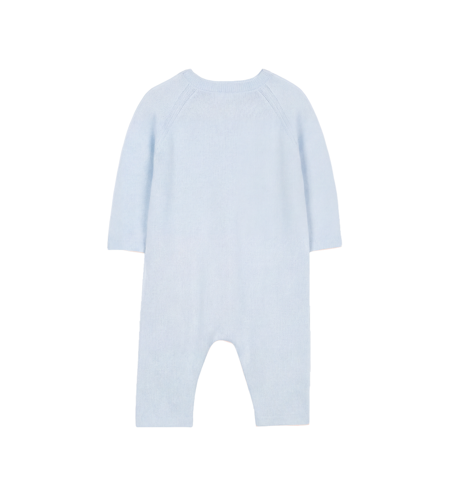 Baby Rabbit Motif Baby Sleepsuit in Sky Blue