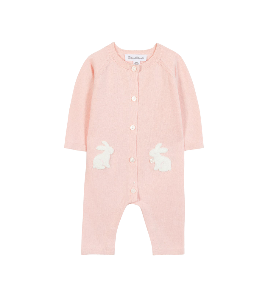 Tartine et Chocolat Embroidered Baby Sleepsuit in Pink