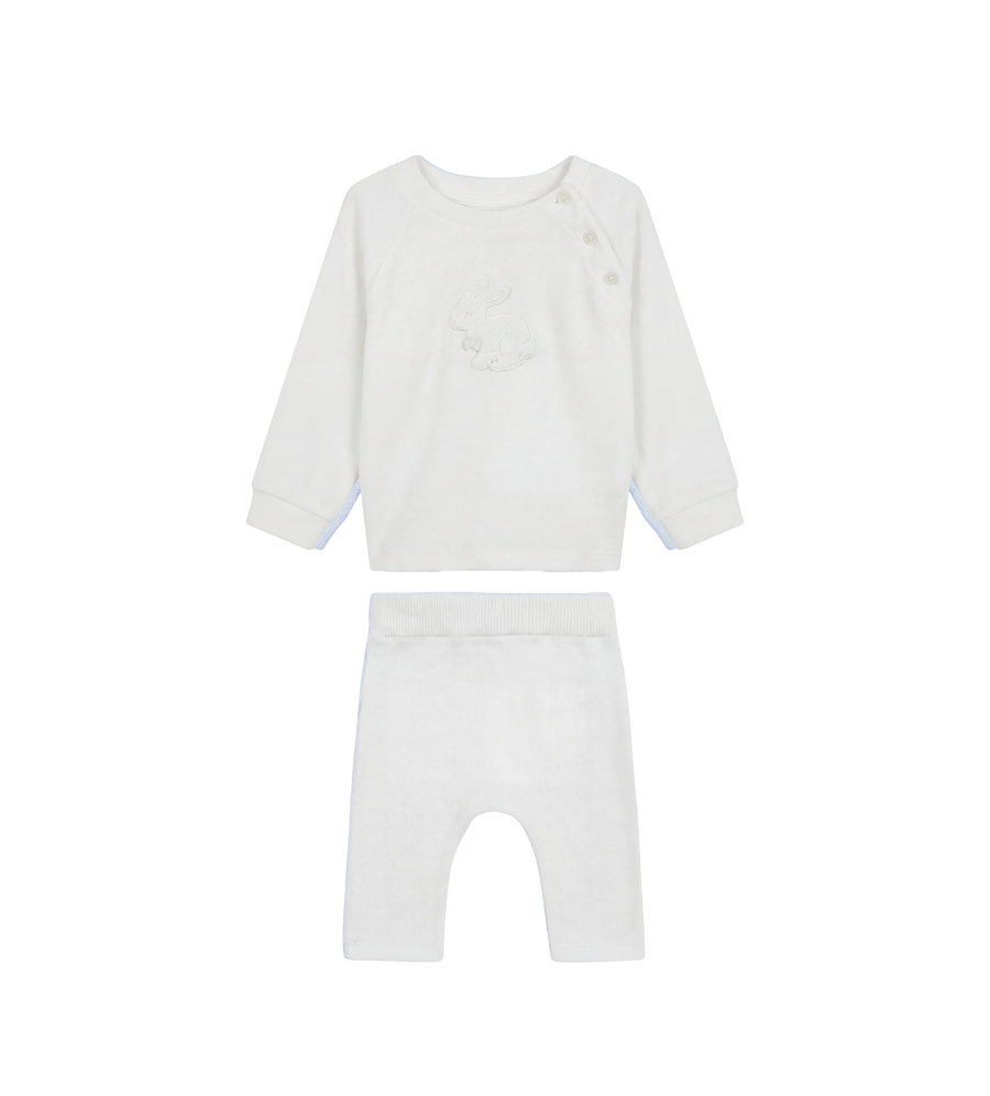 Tartine et Chocolat Rabbit Embroidered Baby Set in White