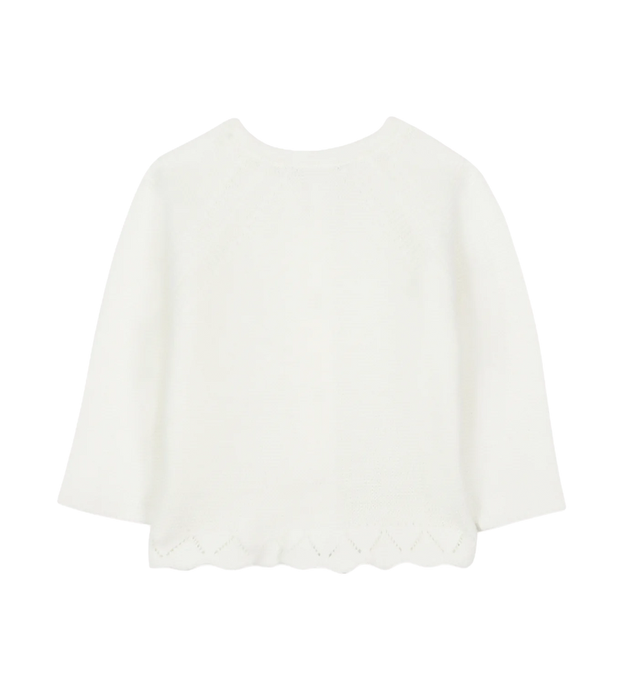 Tartine et Chocolat Openwork Cotton Cardigan in Ecru