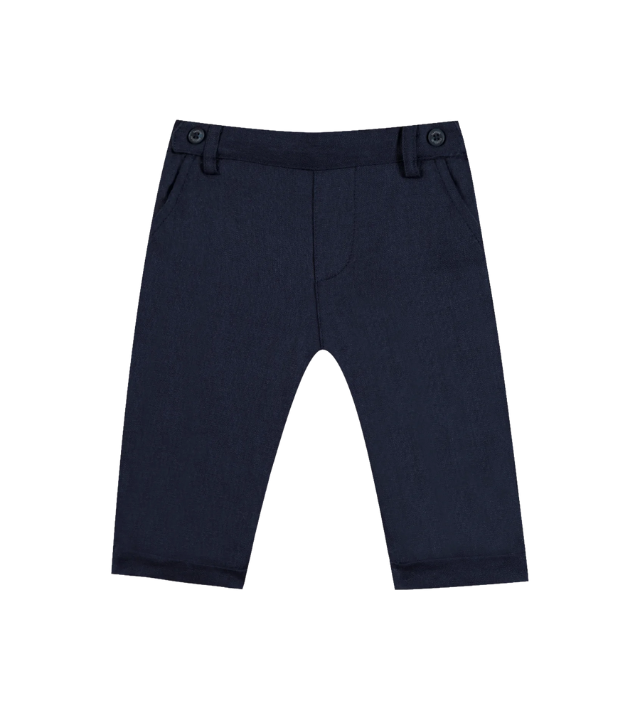 Tartine et Chocolat Ceremony Linen Trousers in Navy