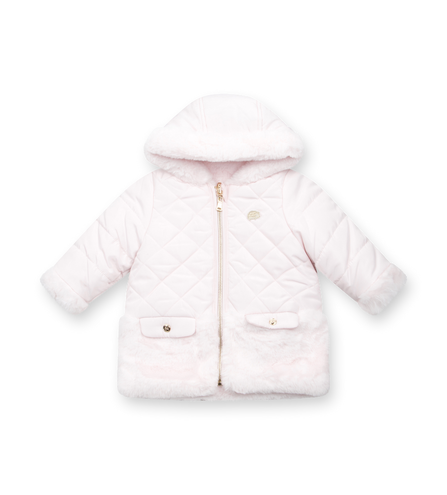 Tartine et Chocolat Hooded Reversible Puffer Jacket in Rose Pale (Baby)