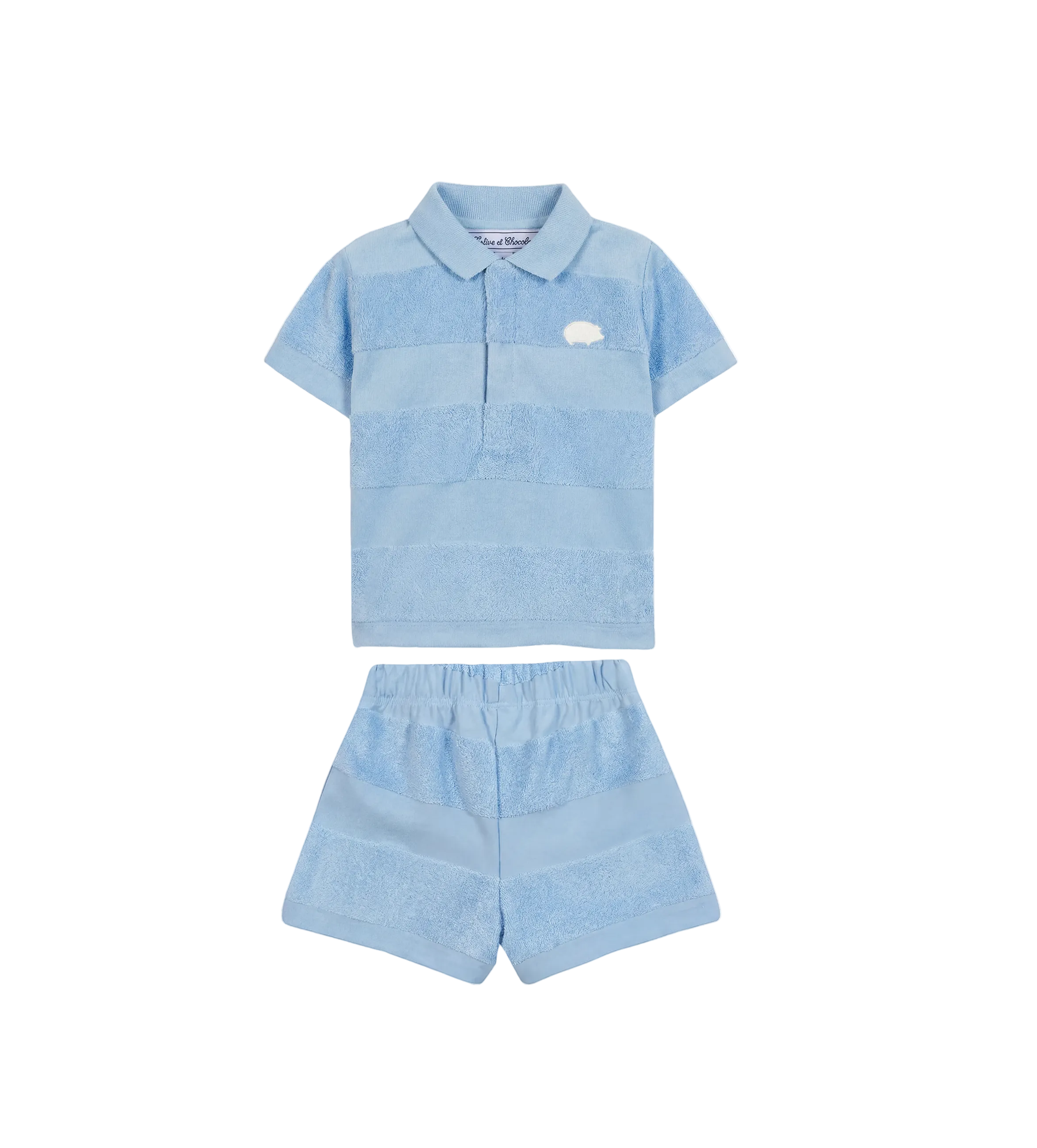 Tartine et Chocolat Katoenen babyoutfit aan zee in blauwe wolk