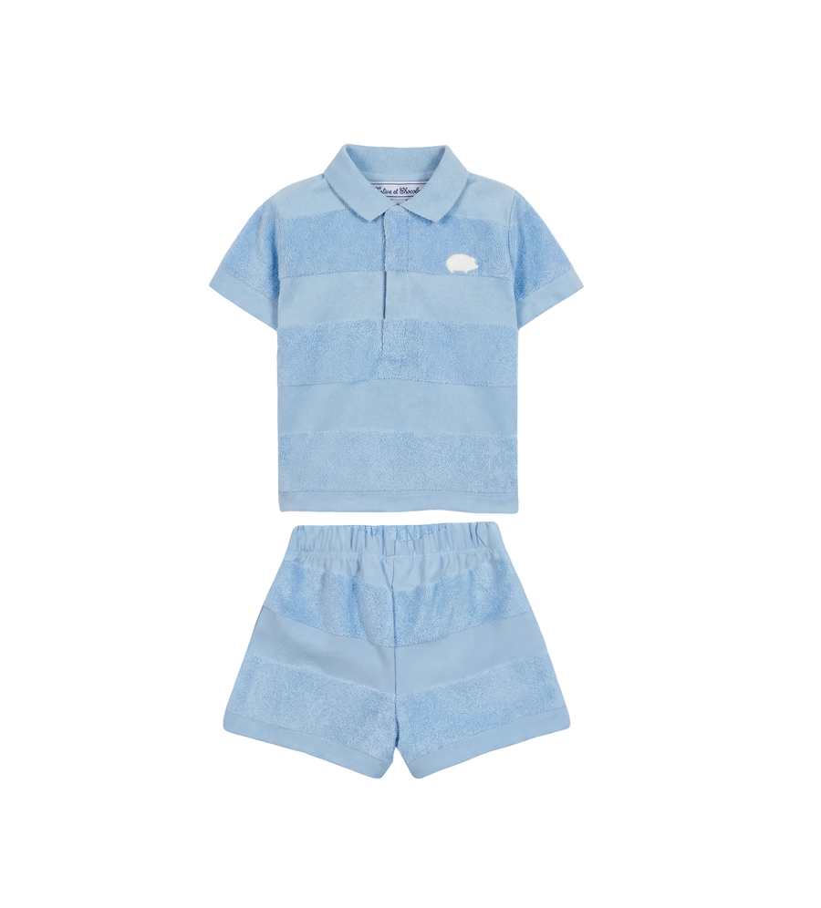 Tartine et Chocolat Seaside Baby Cotton Outfit in Blue Cloud