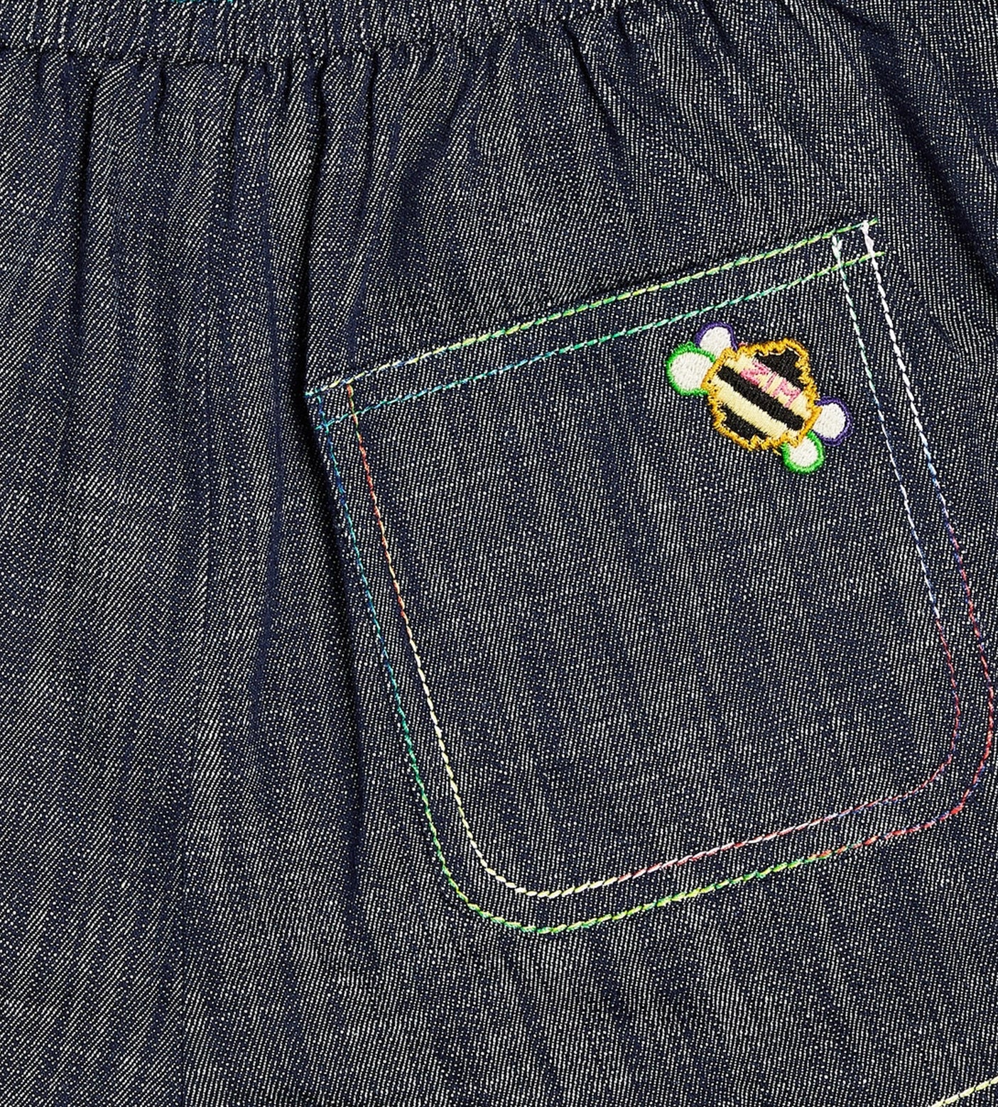 Alight Rainbow-Stitch Denim Shorts Blue