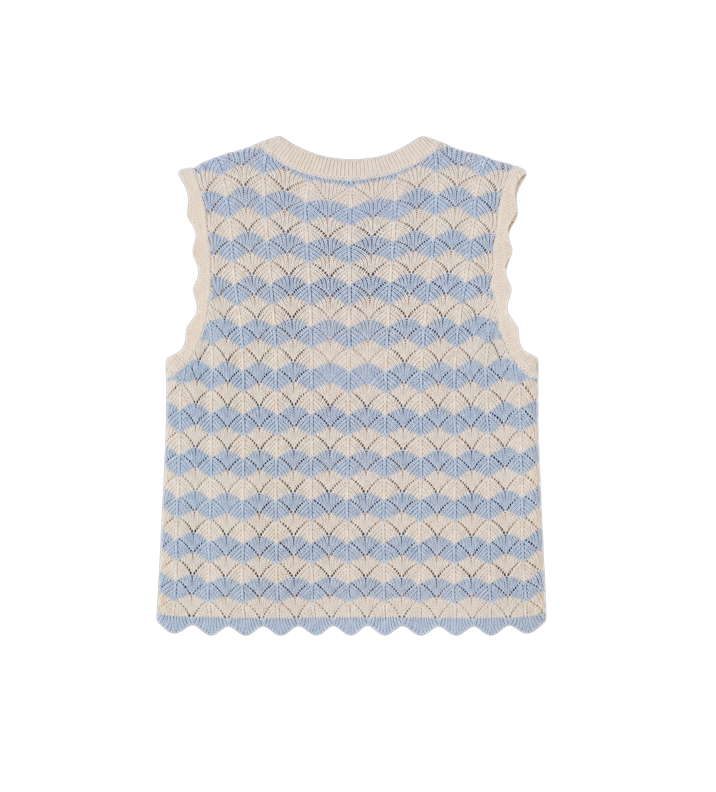 Kids Aster Pointelle katoen- en linnenmix vest blauw/ecru
