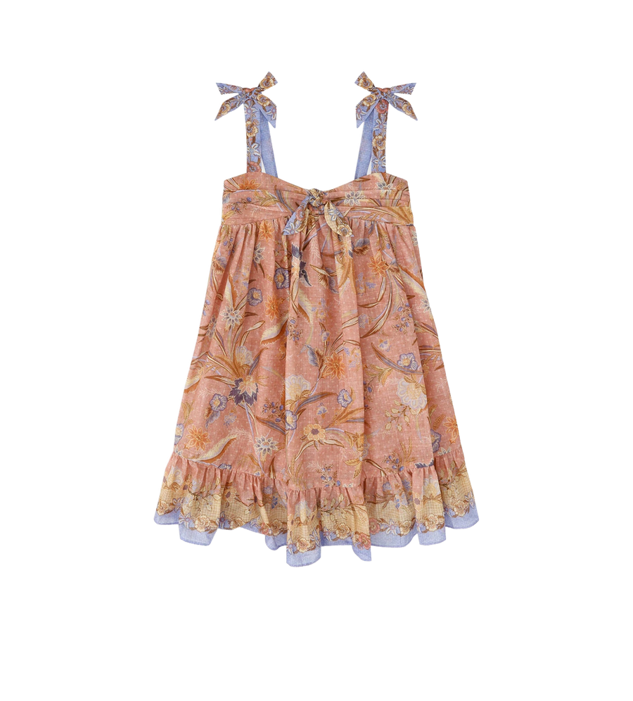 Kids Tie Front Dress Pink Floral