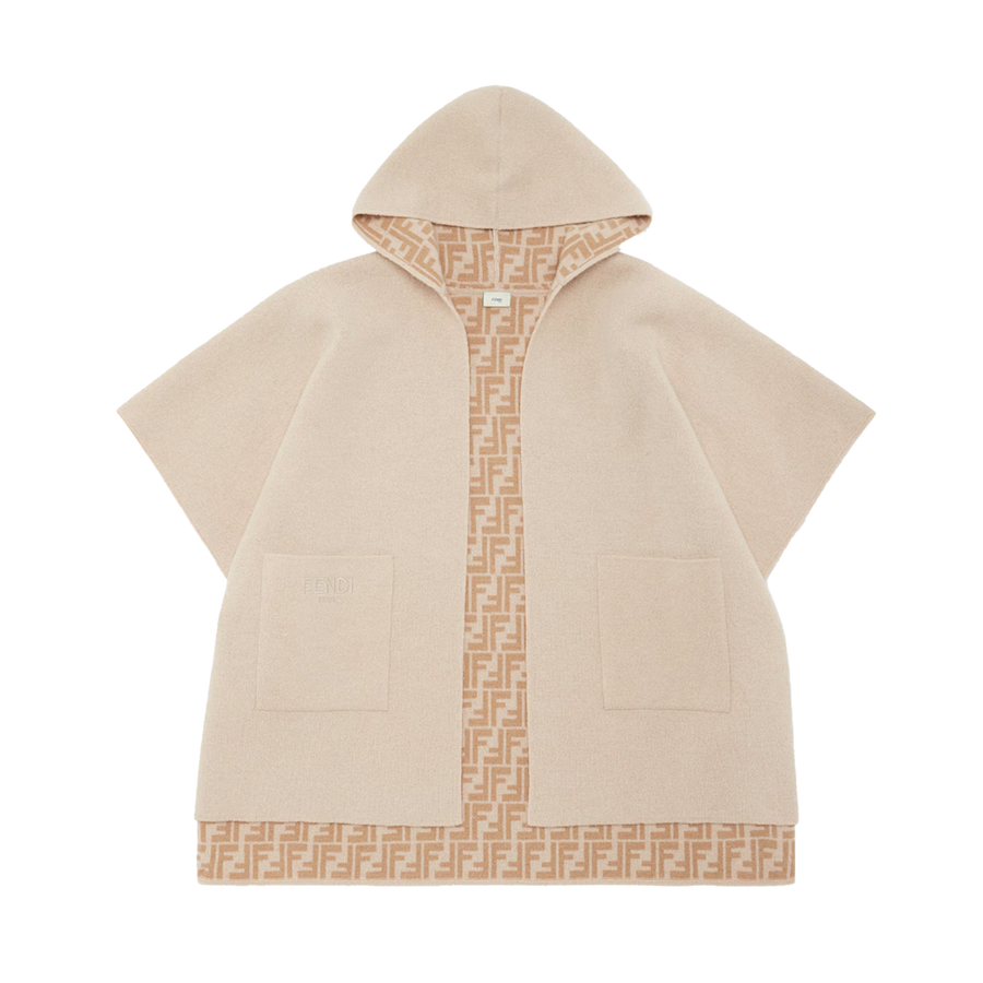 Fendi Reversible Jersey Junior Cape in Beige (Kids)