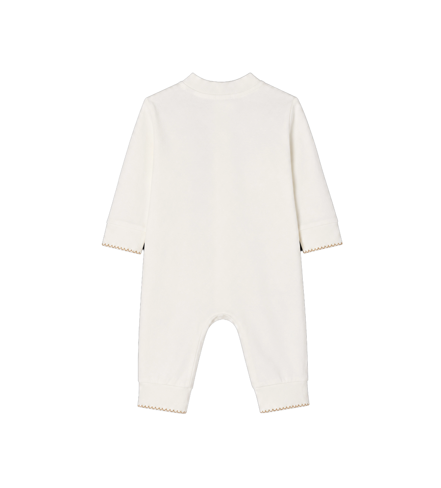 Baby Knight Stamp Cotton Jumpsuit Chalk White