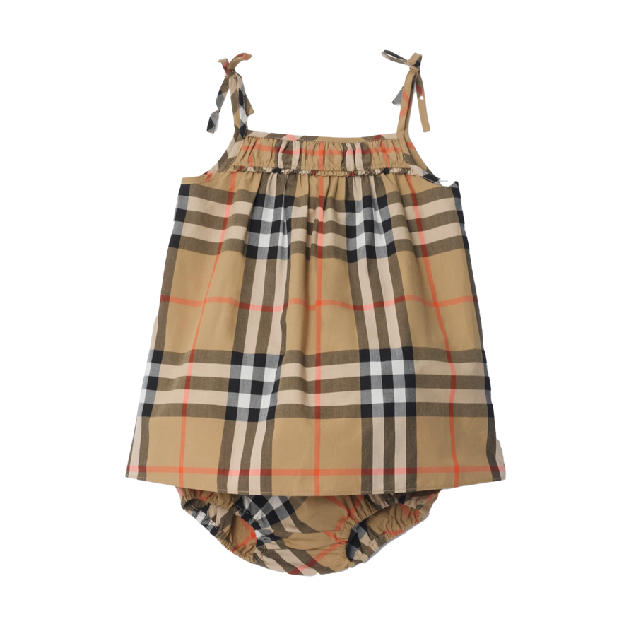 Burberry Check Cotton Dress with Bloomers in Sand beige (Baby)
