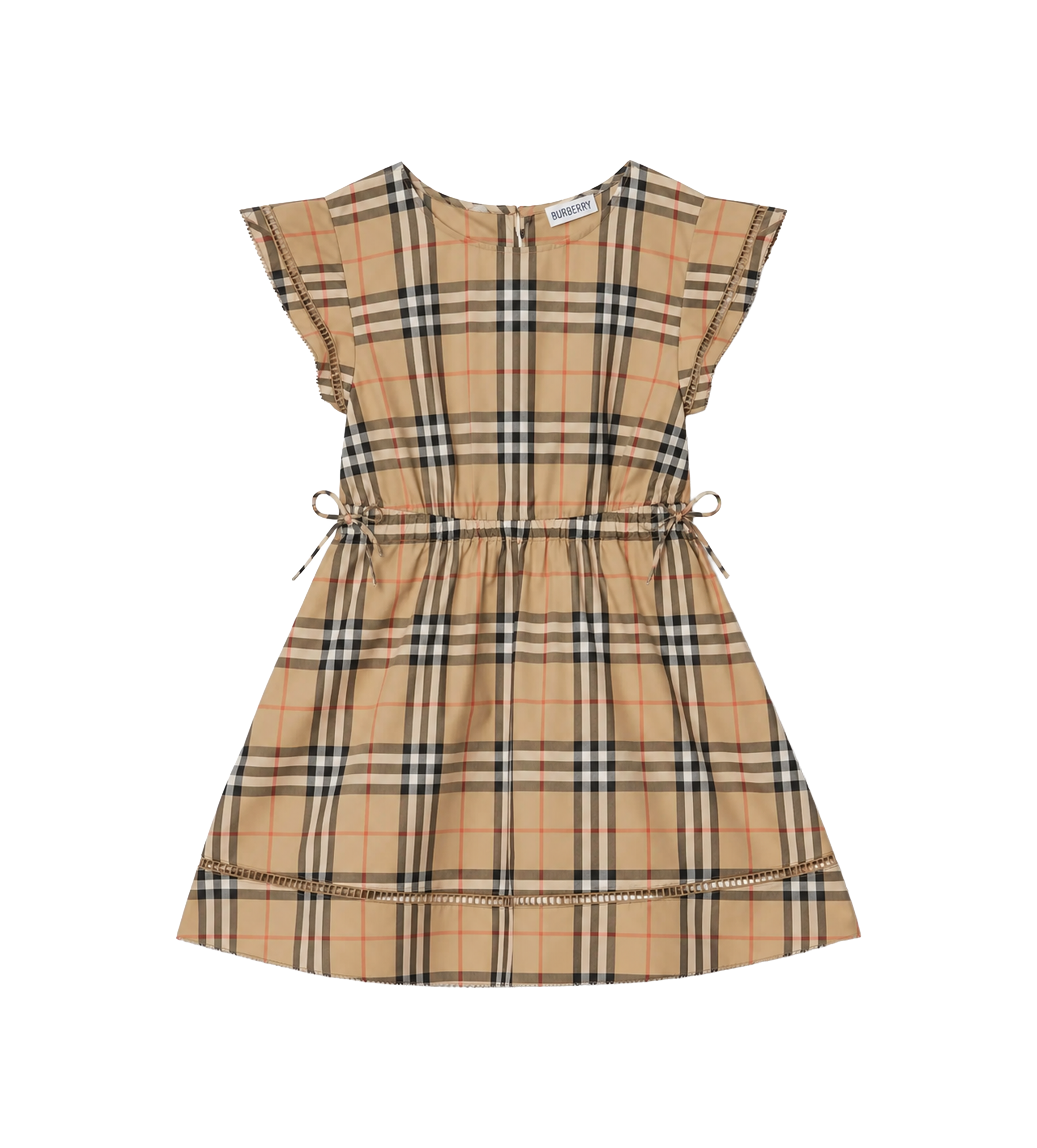 Burberry Check Cotton Dress in Sand Beige