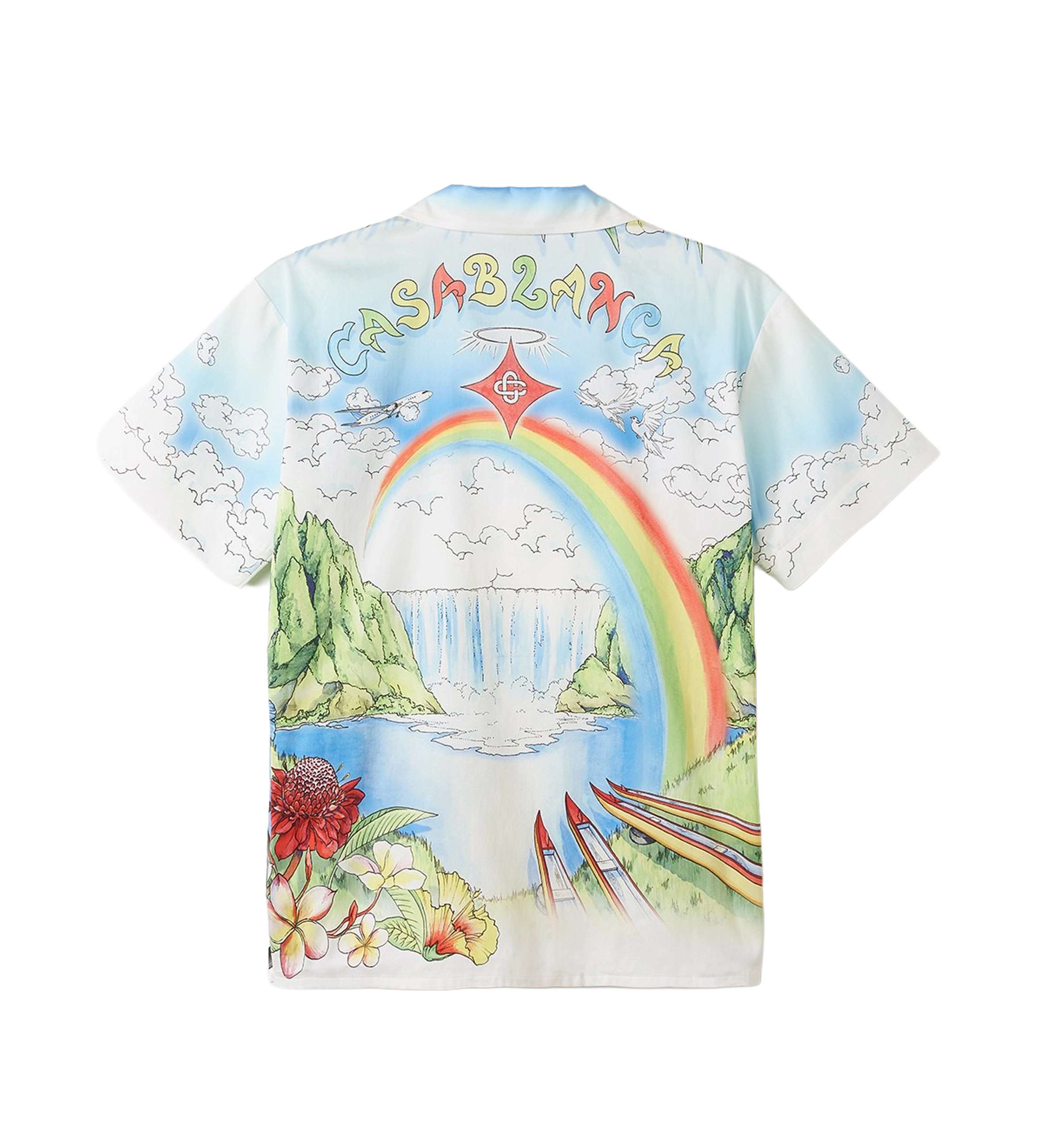 Casablanca Aloha aquarel regenboog bowlingshirt in veelkleurig