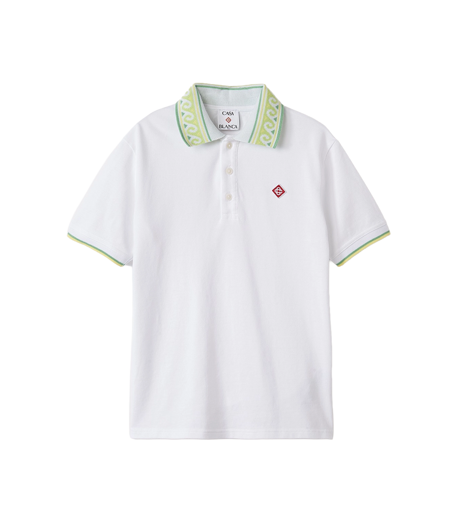 Casablanca Kids Polo Shirt with Logo Patch in White