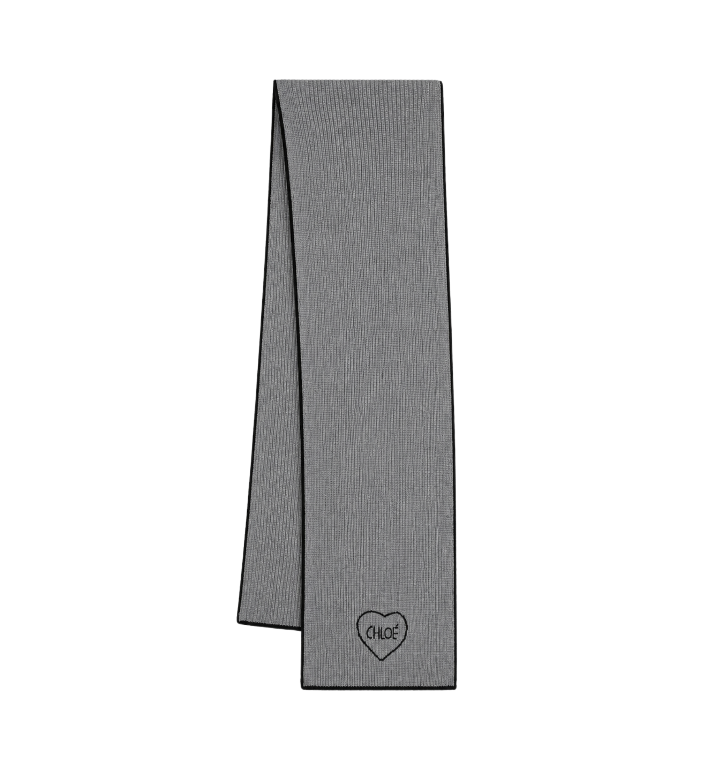 Kids Ribbed Heart Scarf Grey