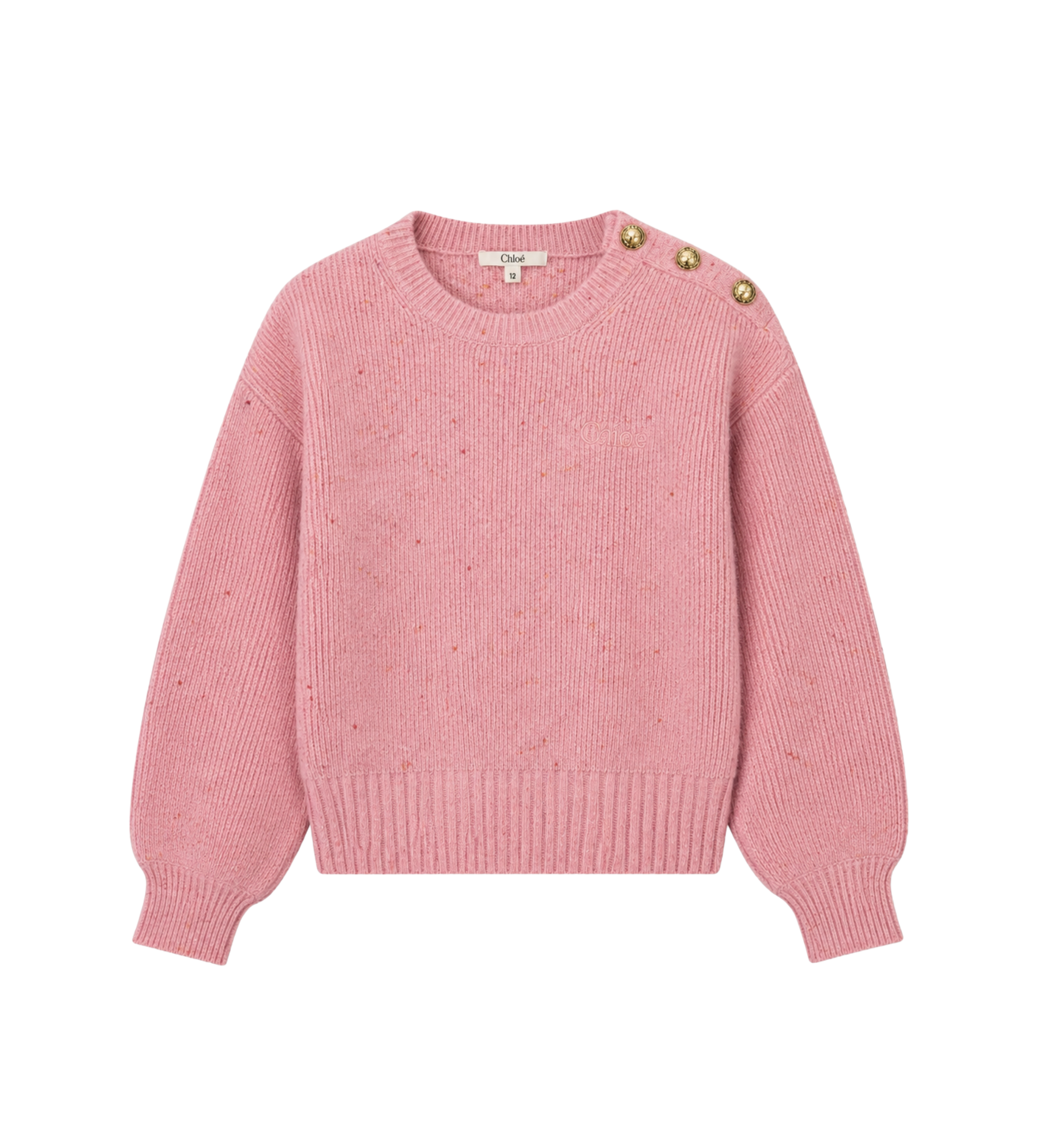 Kids Button Shoulder Knitted Sweater Pink