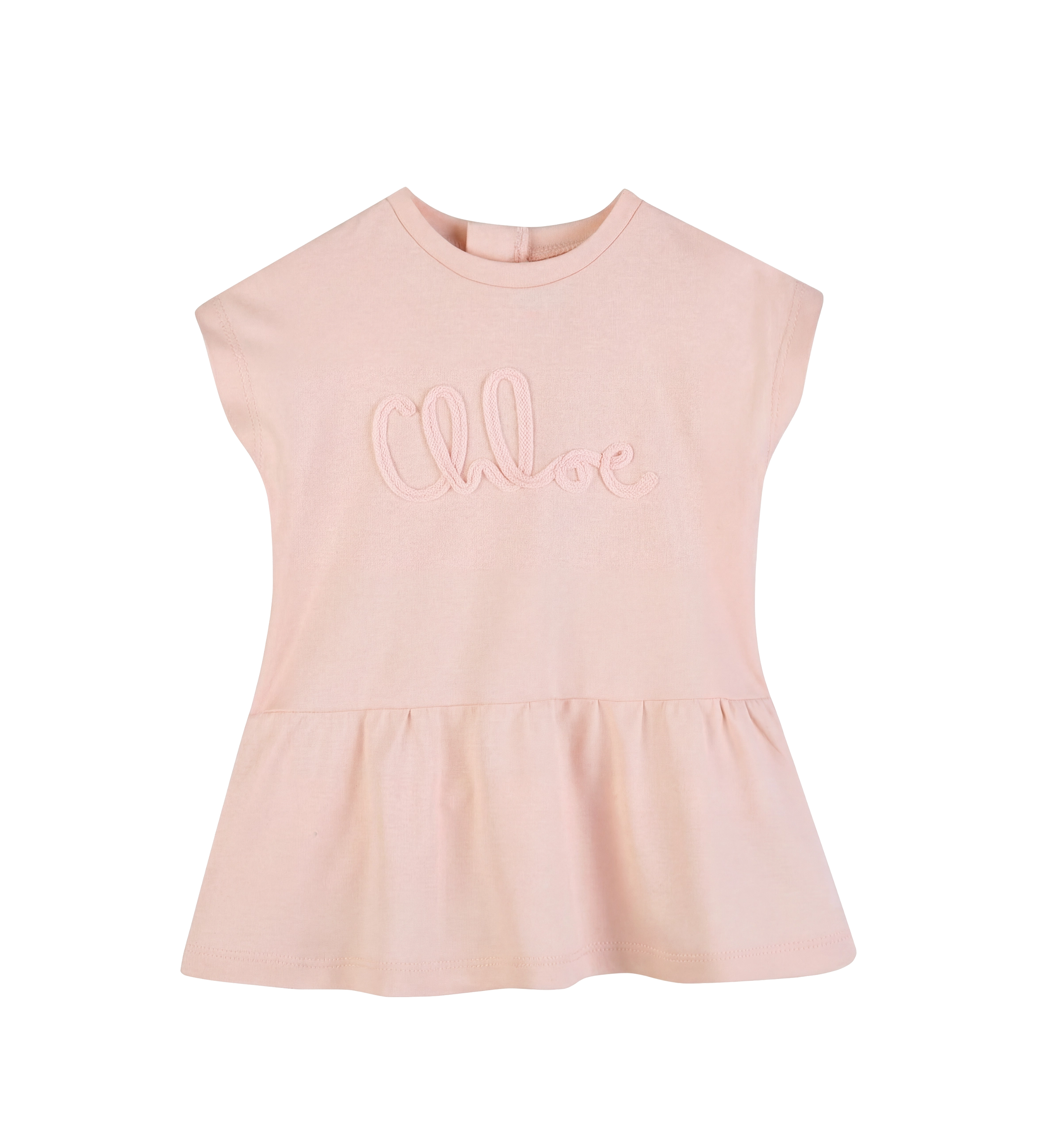 Chloé Kids Dress With Embroidered Logo in Pink