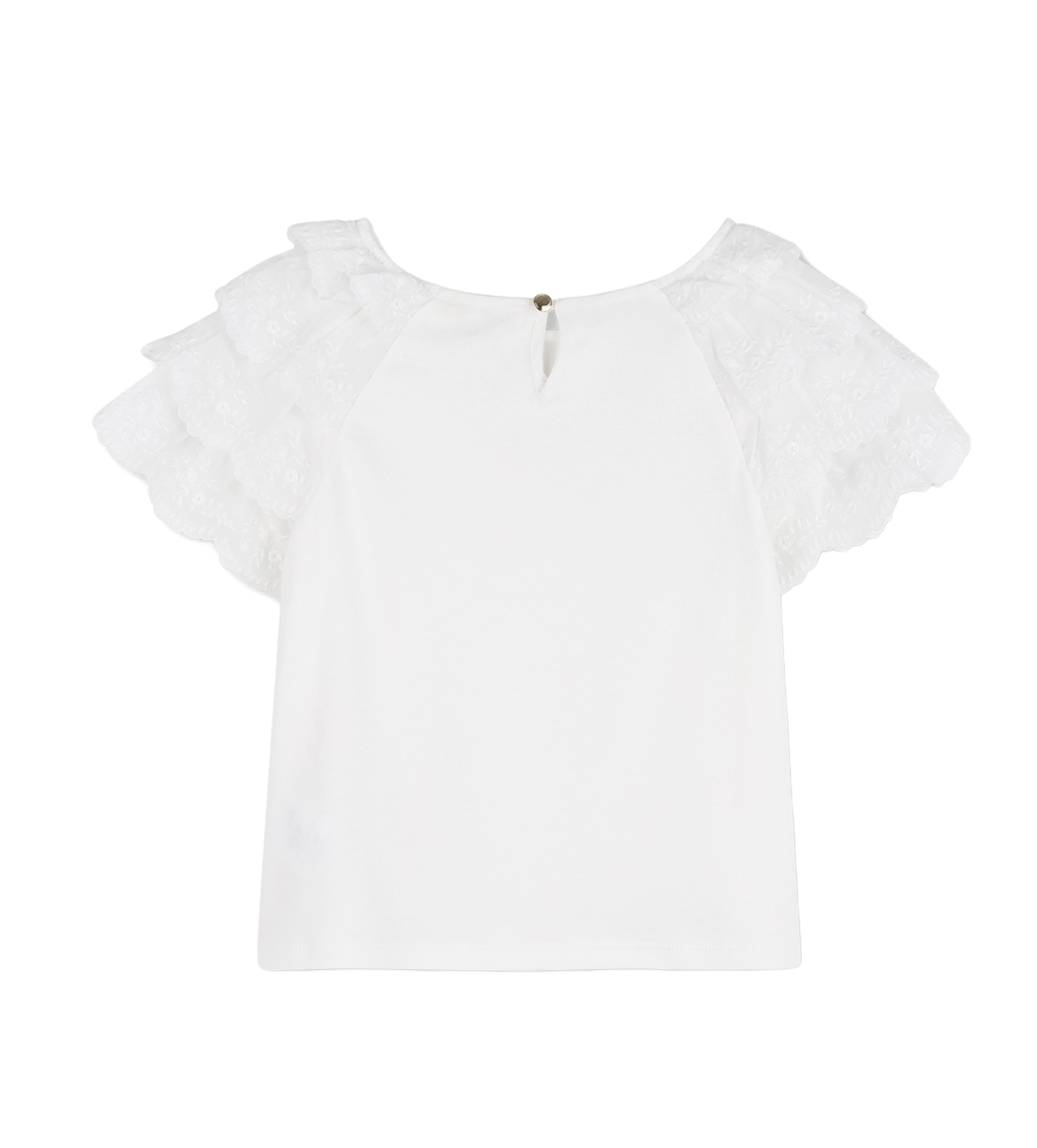 Chloé Kids Embroidered Sleeve Top in White