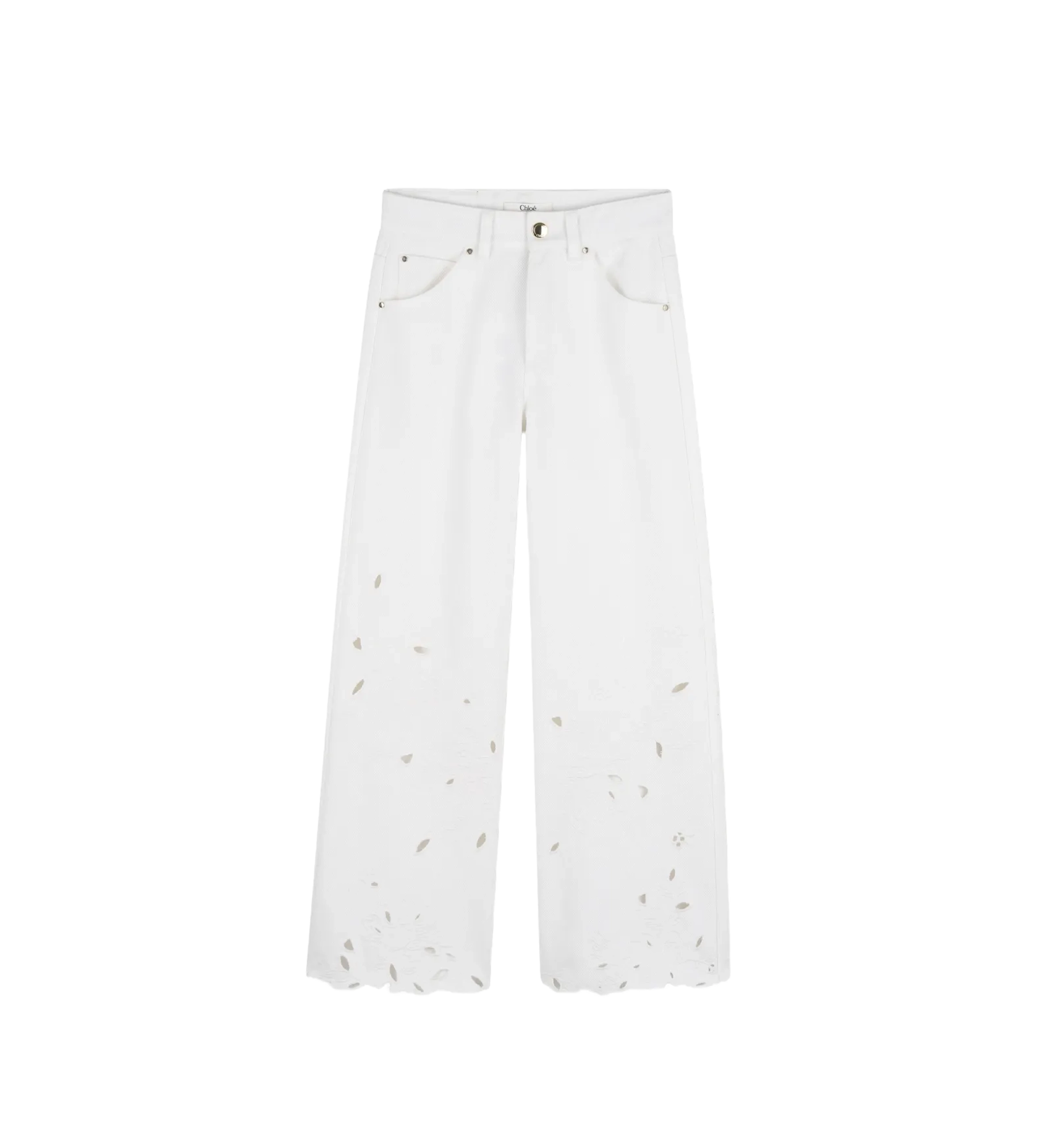 Chloé Kids Broderie Anglaise Jeans in White
