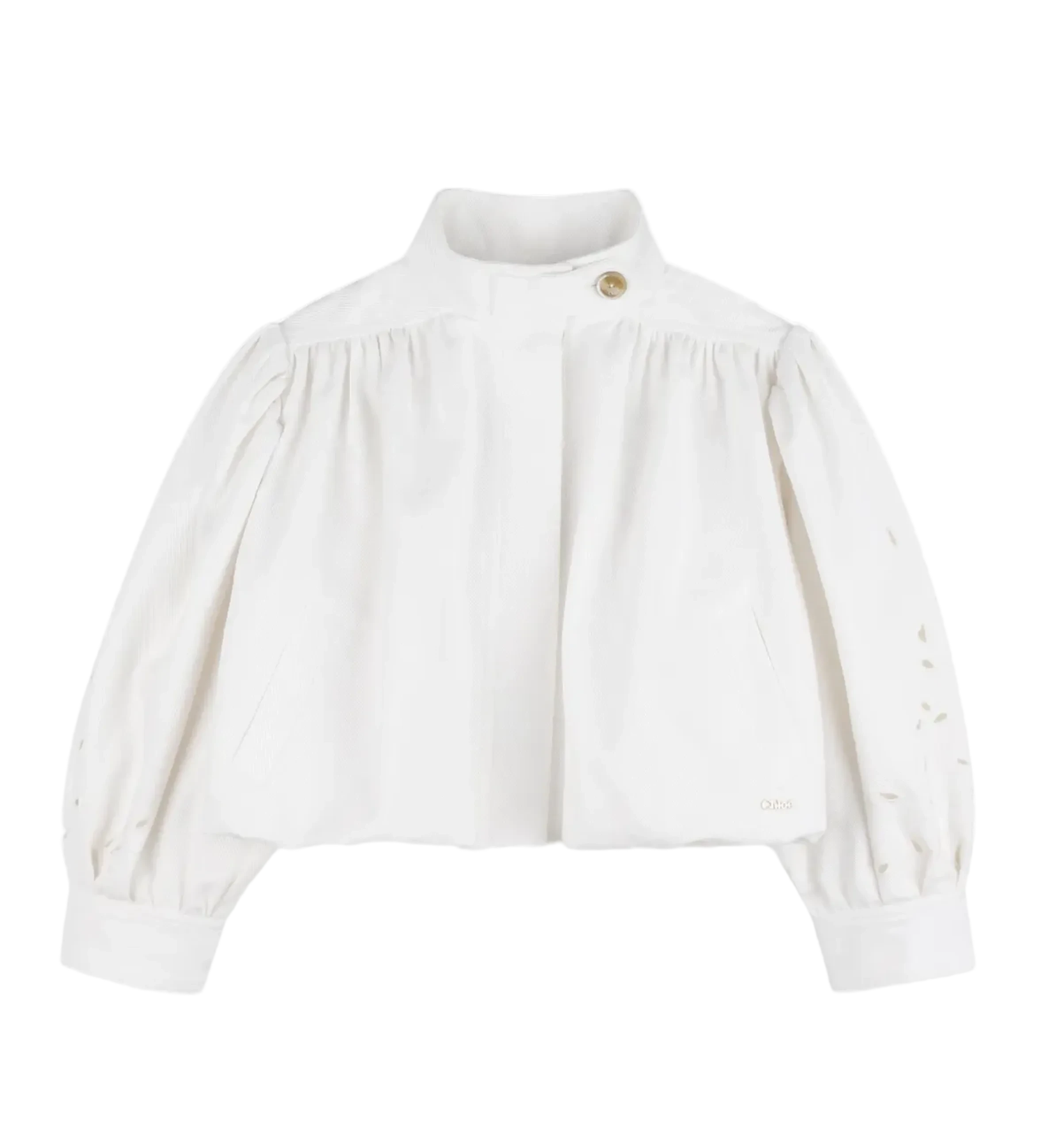 Chloé Kids Broderie Anglaise Cotton Jacket in White