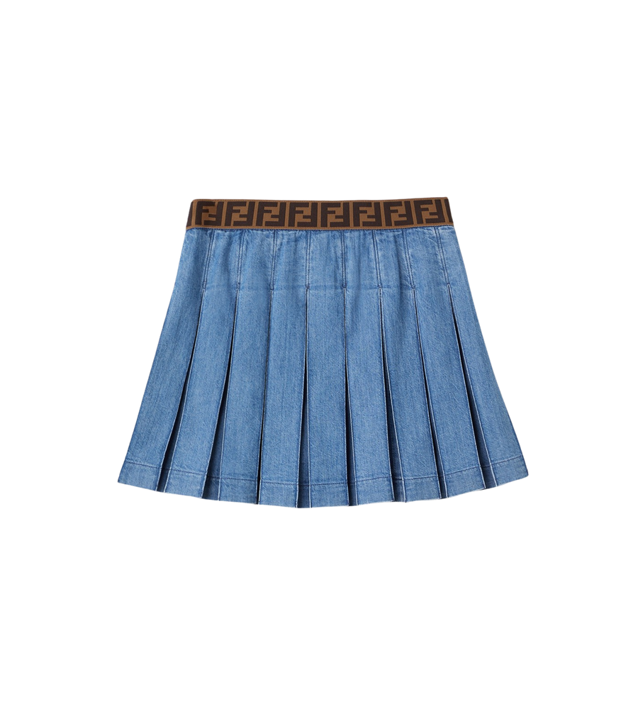 Kids Denim Plooirok Blauw