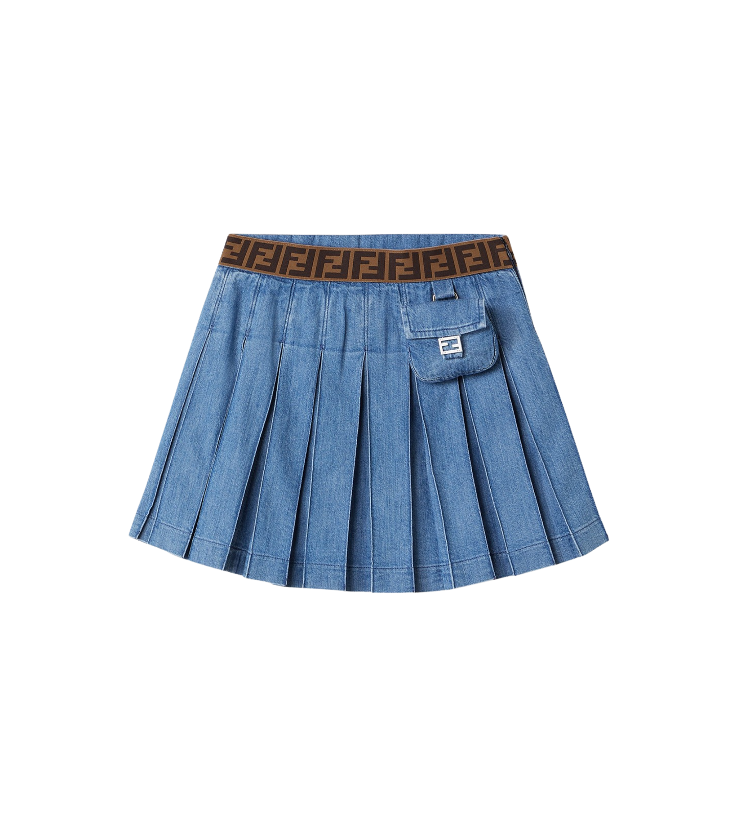 Kids Denim Pleated Skirt Blue