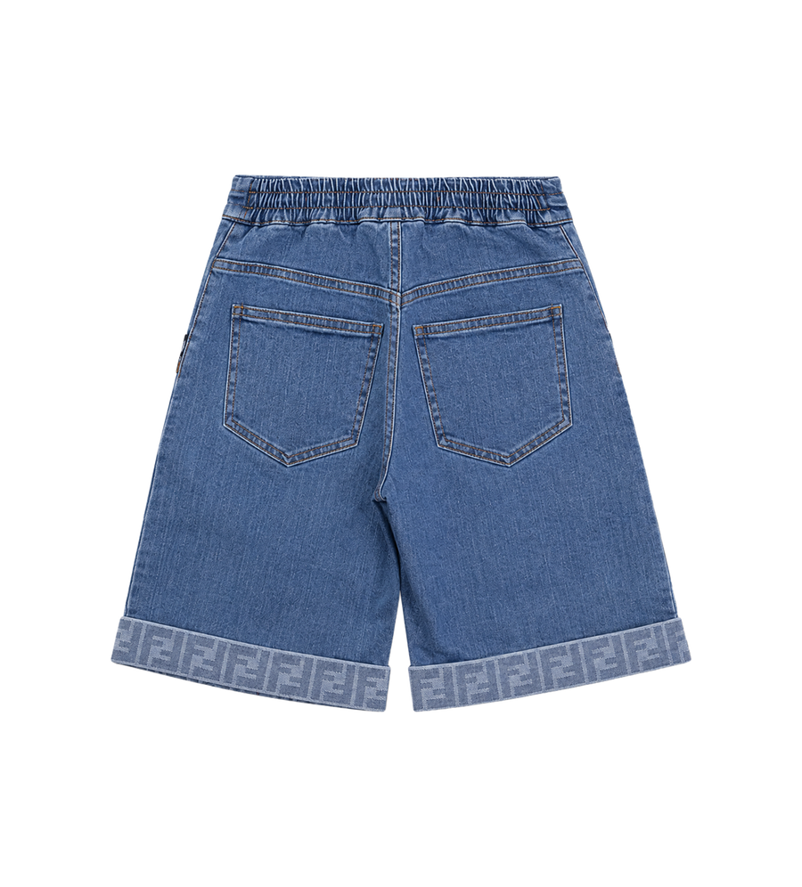 Fendi Kids Denim met FF-motief Shorts in Blauw
