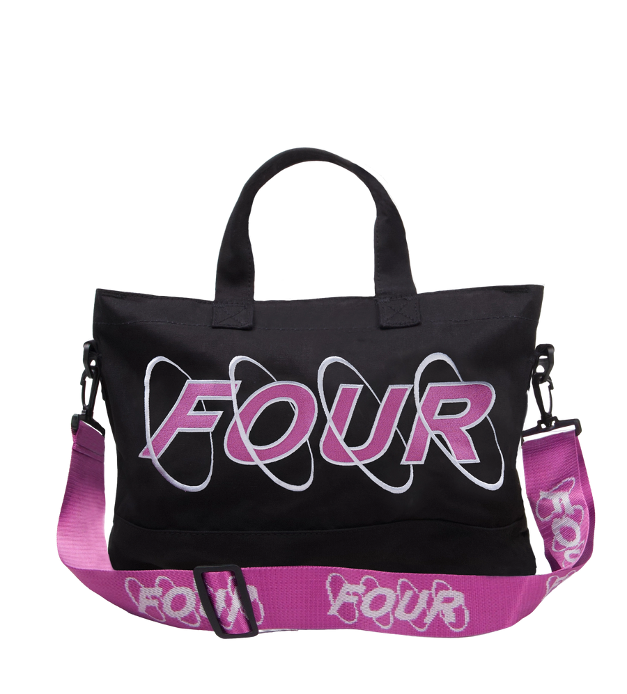 Circles Embroidery Shopper White/ Pink