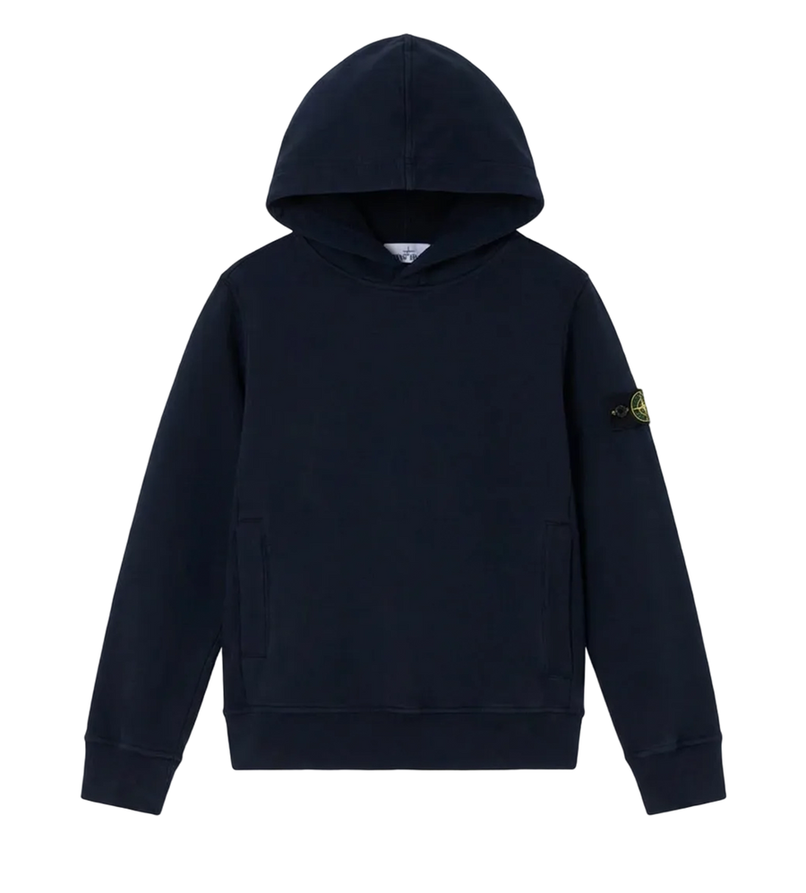 Stone Island Cotton Fleece Hooded Sweatshirt in Navy (Kids)