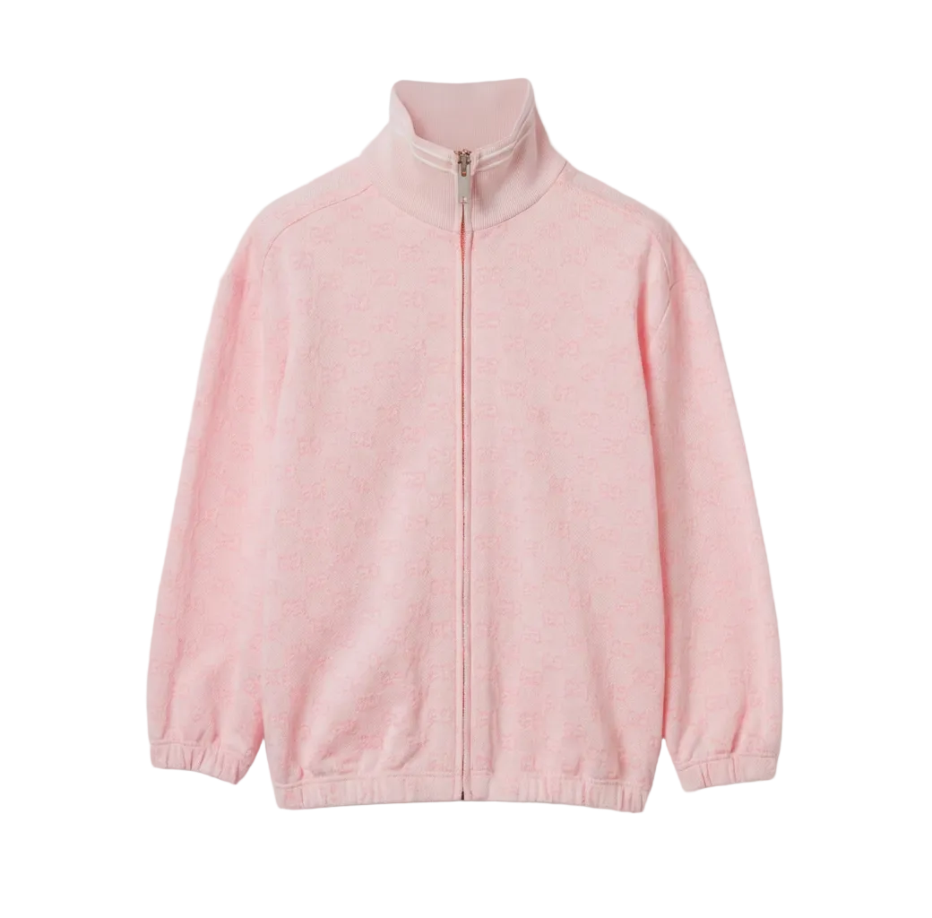 Gucci Kinderjack van GG-katoen met rits in lichtroze