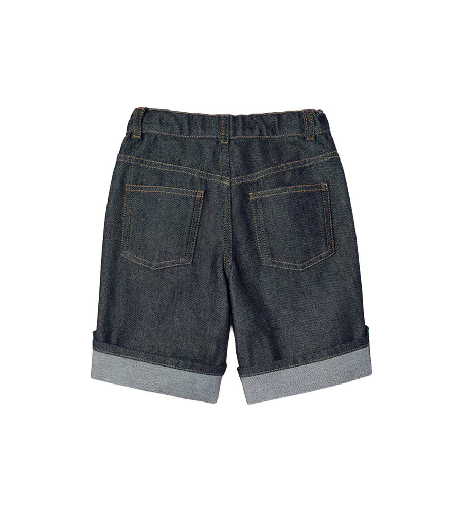 Gucci Children’s Denim Shorts With Web in Dark Blue
