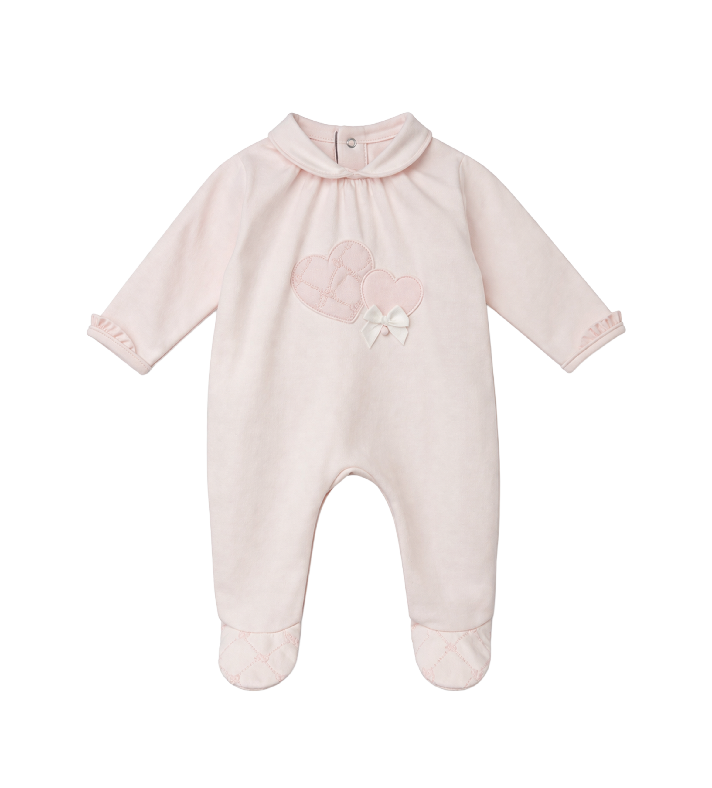 First Signature Romper With Two Hearts in Soft Pink (Baby)