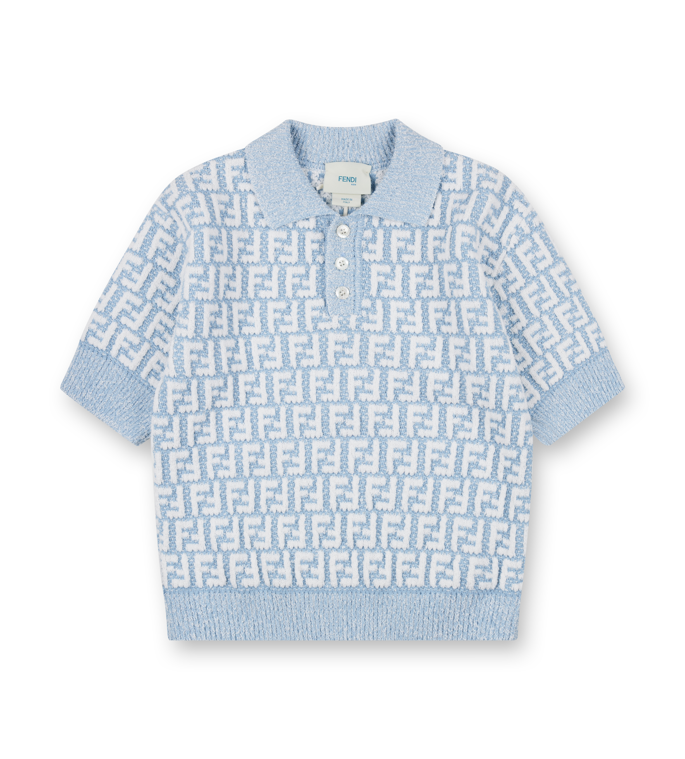 Fendi Kinderbadstof poloshirt in lichtblauw