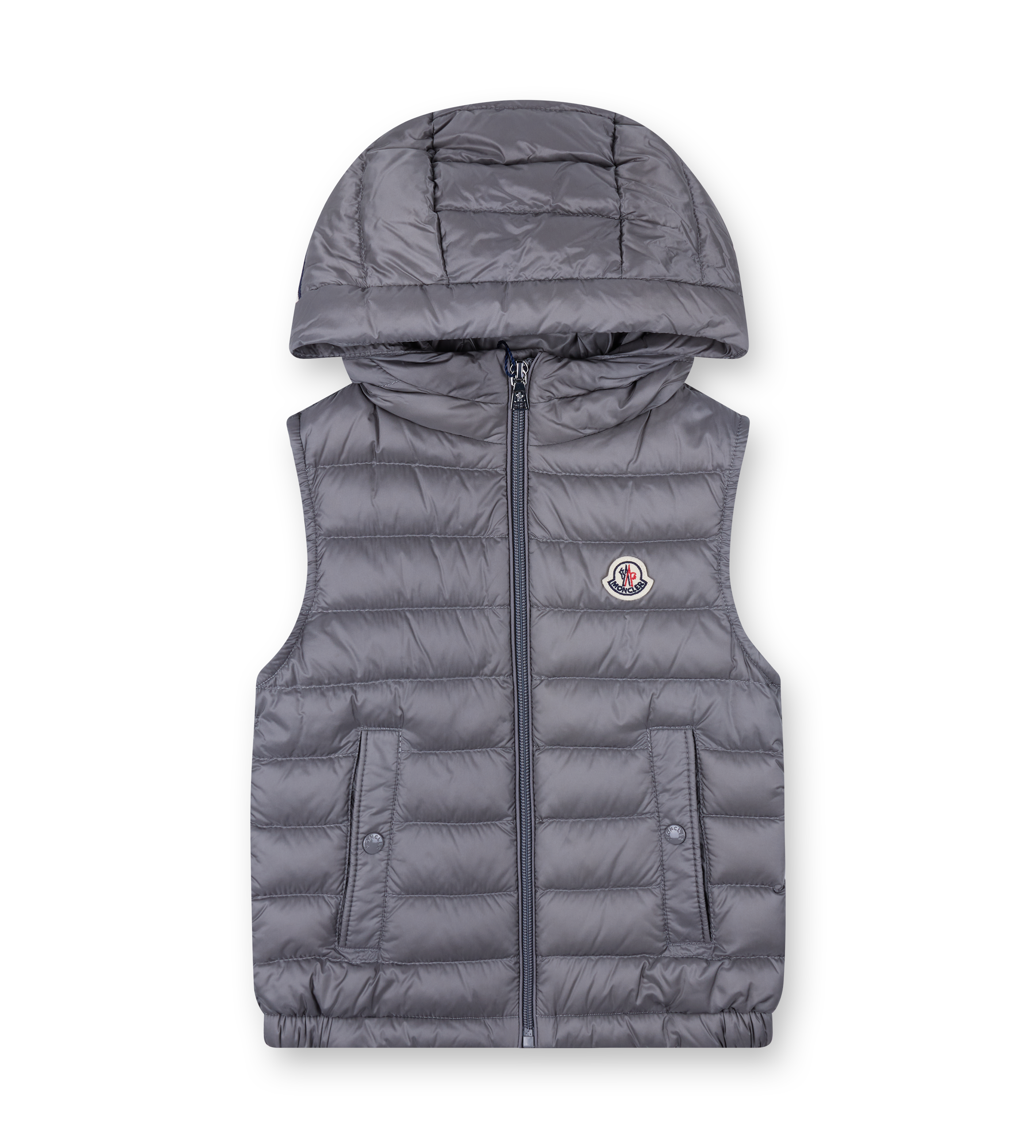 Moncler Uzzay donsbodywarmer met capuchon in grijs (kinderen)