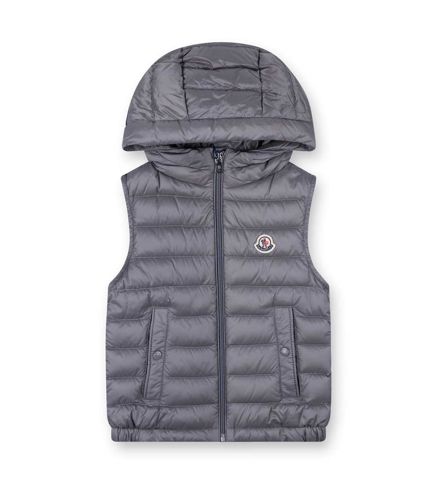 Moncler Uzzay Hooded Down Gilet in Grey (Kids)