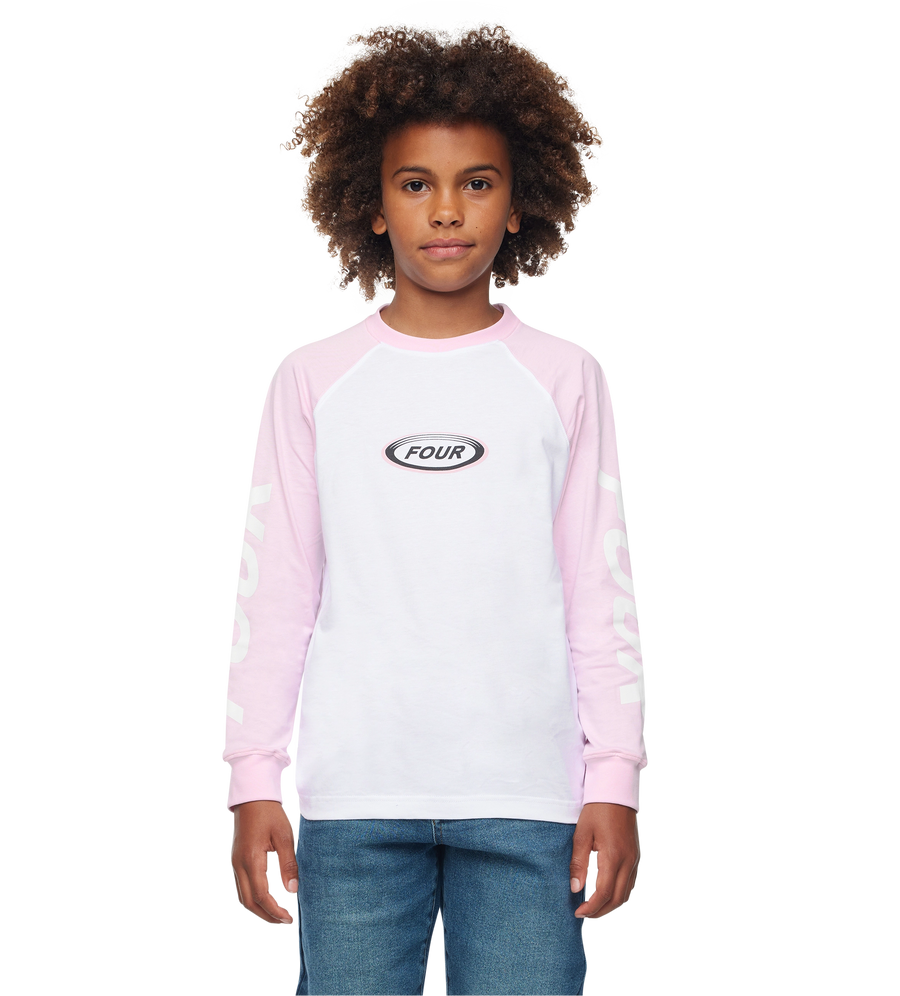 Reconstructed Raglan Longsleeve Soft Pink/ White