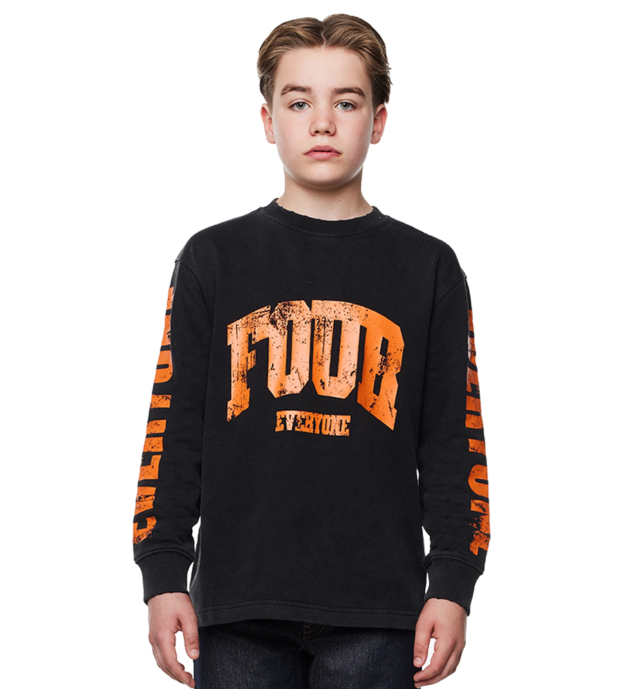 Four Everyone Longsleeve Washed Black/ Orange