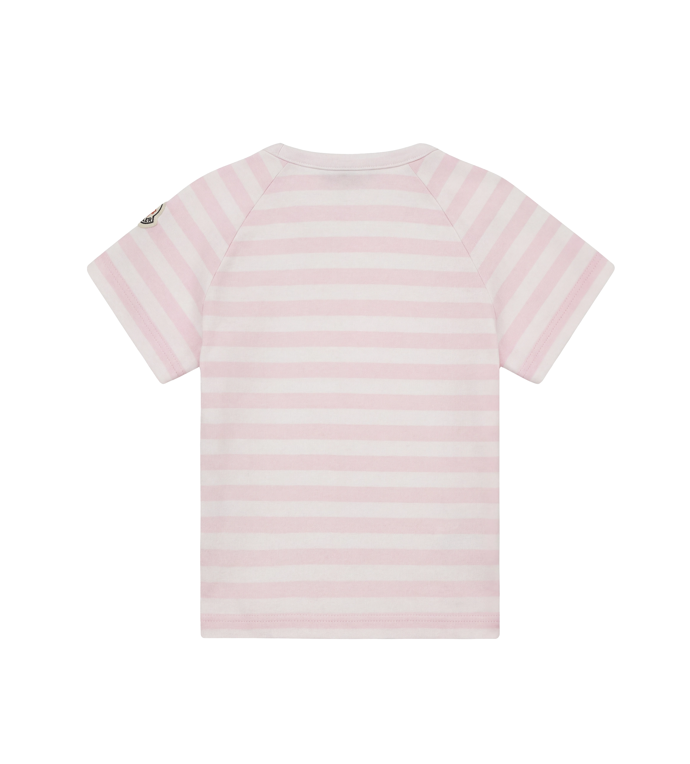 Moncler Striped Logo Cotton-Blend T-Shirt in Pink