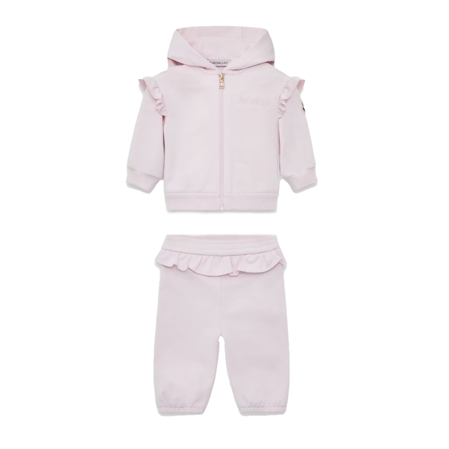 Moncler Ruffle-Trimmed Cotton Set in Light Pink (Baby)