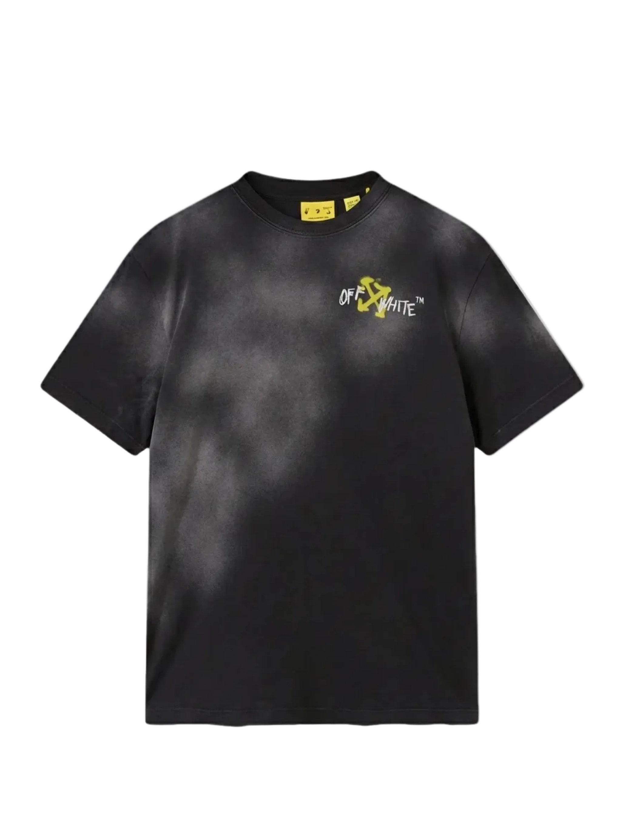 Off-White Arrow Spray T-shirt in zwarte zure wassing