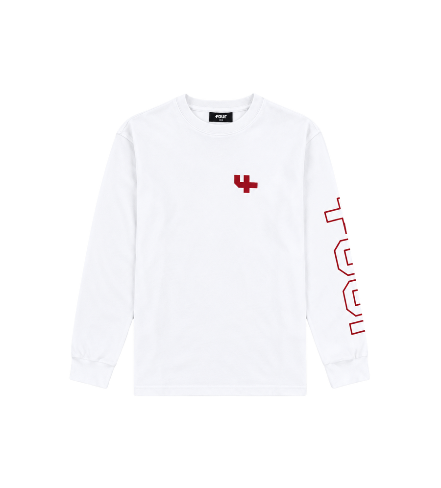 Outline Longsleeve Cuffed wit/savvy rood