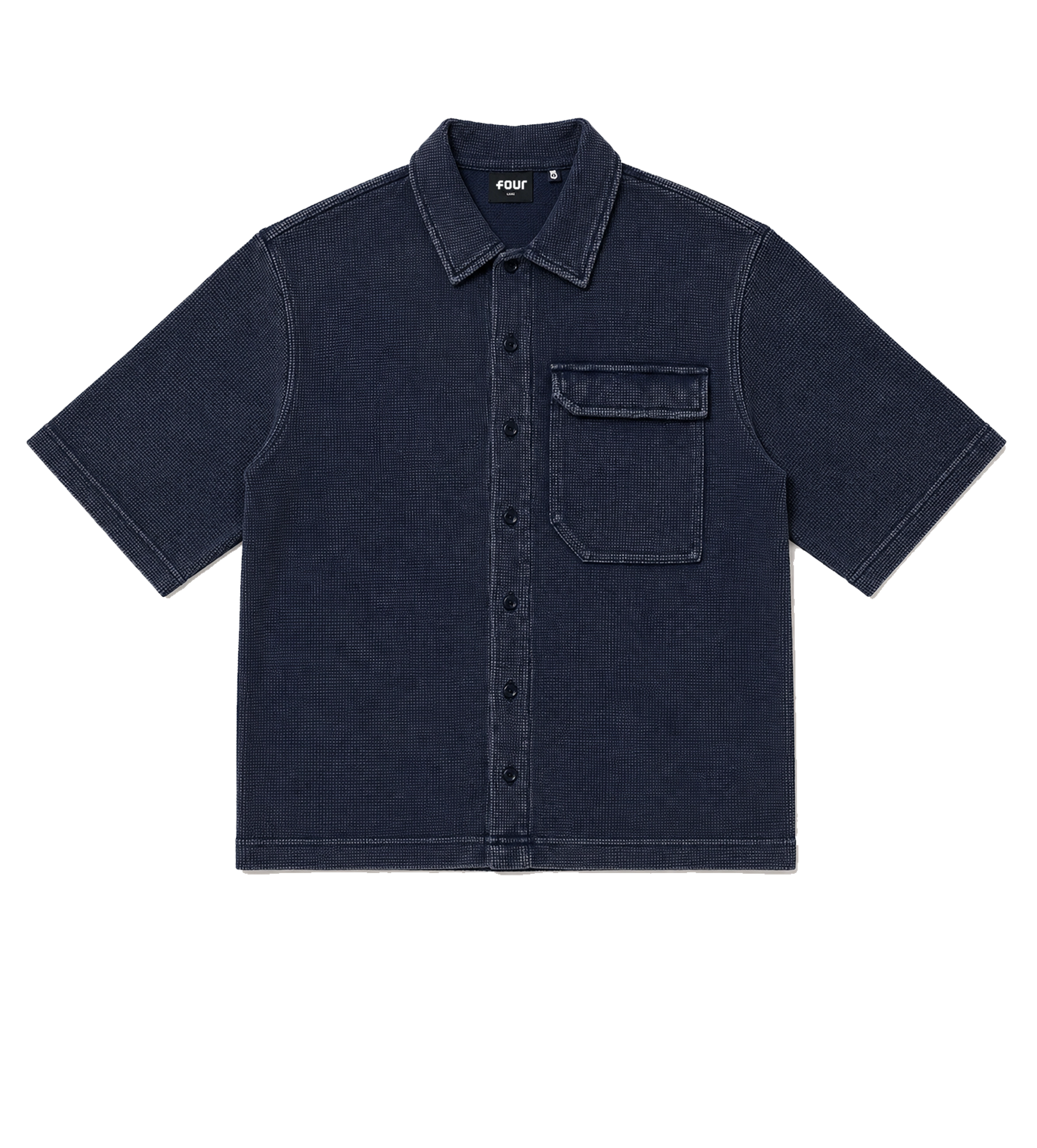 Reconstructed Circles Bowling Shirt Donkerblauw
