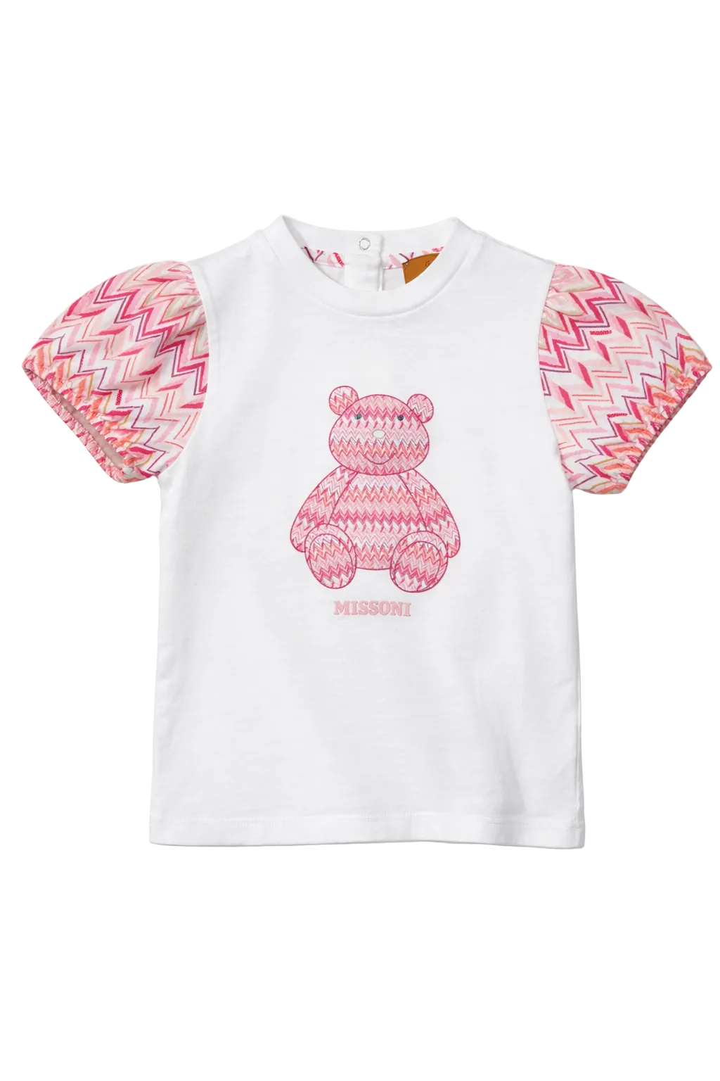 Missoni Teddybeer zigzag T-shirt in wit/roze