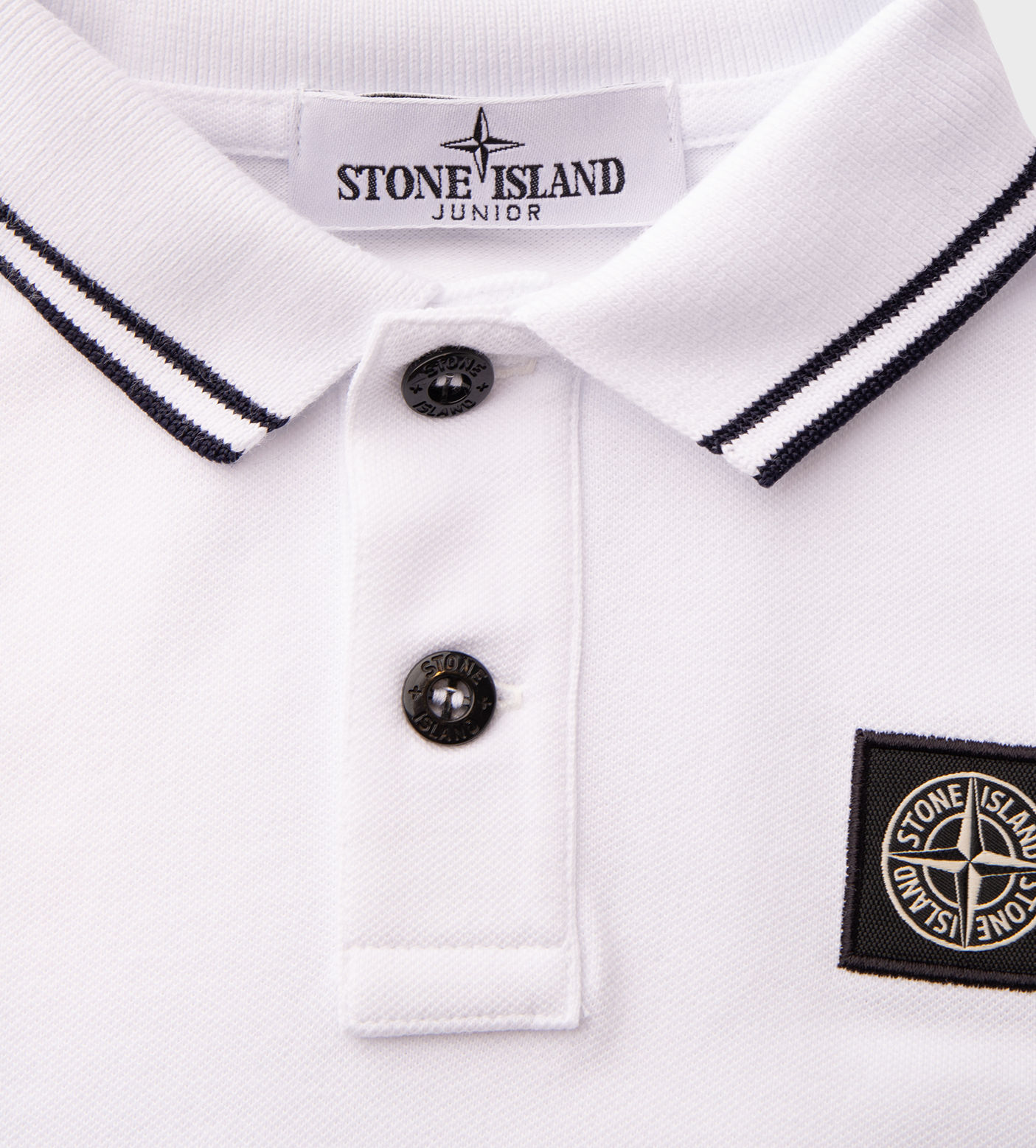 Compass-Patch Polo Shirt White