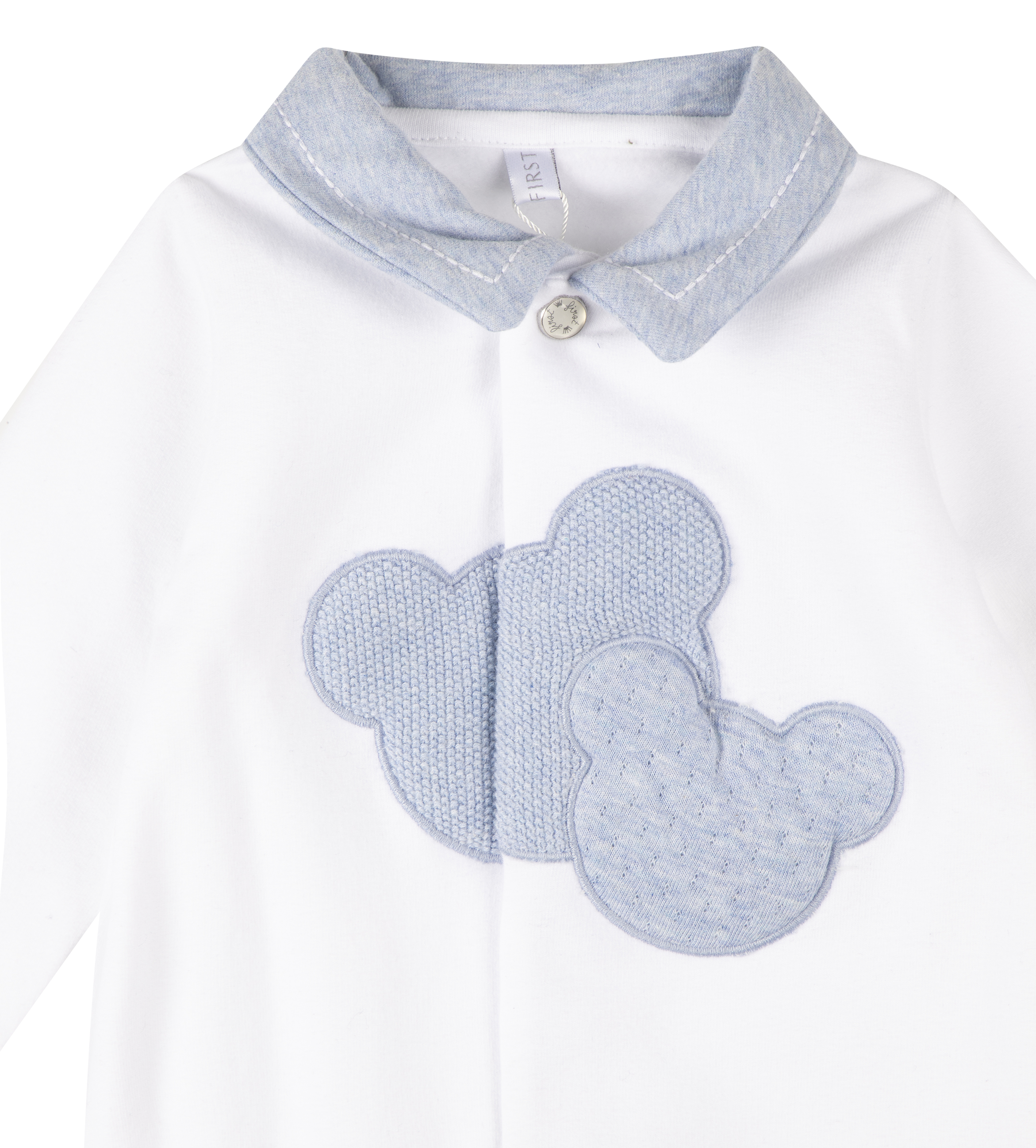 Bear Bodysuit White/Azzuro