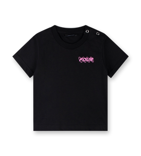 Baby Roze Circles Logo T-shirt Zwart