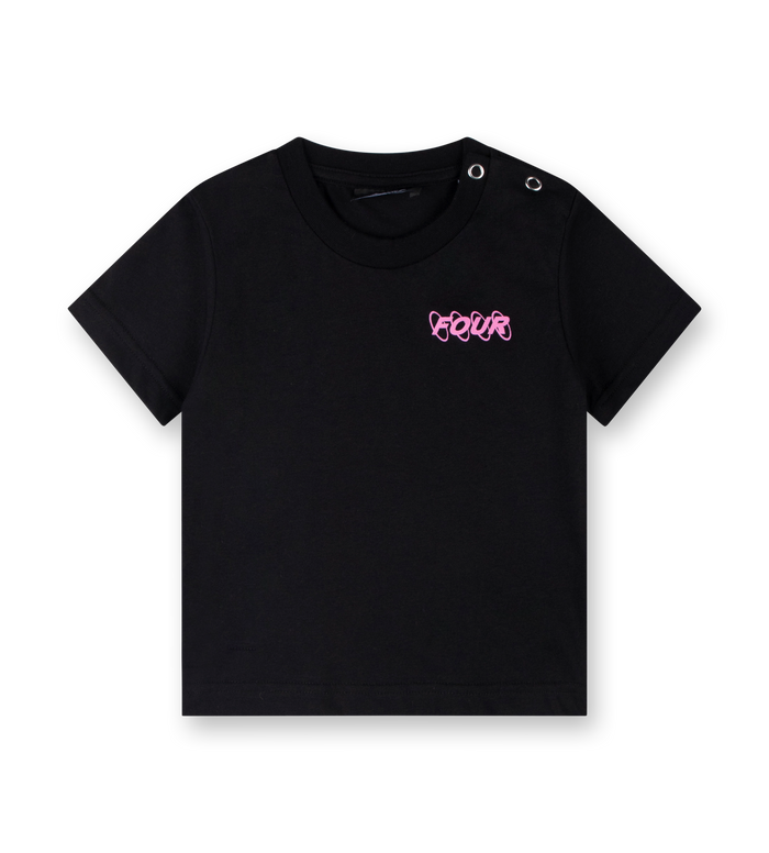 Baby Roze Circles Logo T-shirt Zwart
