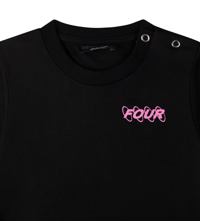 Baby Roze Circles Logo T-shirt Zwart